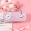 Canvas stationery pencil bags with watch pendant pencils case cute creative cases female