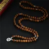 Pendant Necklaces Charm Rosary Yoga Wooden Multilayer 108 Wood Beads Lotus OM Bracelet Tibetan Buddhist Mala Buddha For Women Men Jewelry Gi