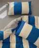 Bettwäsche-Sets aus gestrickter Baumwolle, 4-teiliges Set, einfache, reine Steppdecke, Spannbettlaken, gestreift, Raumdekoration