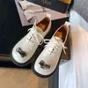 Women's Flat Leather Shoes Round Head Casual with Metal Decoration and Shoelaces 2 9