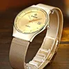 Wwoor Luxury Ultra Cienkie Męskie Zegarek Kwarcowy Wodoodporna Dorywczo Sportowe Mesh Steel Gold Automatic Date Watch Relogio Masculino 210527