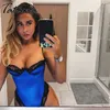 Club Party Bodysuits Skinny Lace Patchwork Satin Bodysuit Sexy Backless Jumpsuit Slim Women Tops 210514
