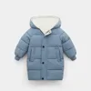 冬の子供たちは子供たちの男の子のジャケットファッションの厚いロングコートの女の子フード付きの上着スノースーツ3-10yティーン服211204