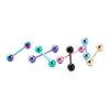 Set of 7 PCS 14G Stainless Steel Colorful Tongue Bar Rings Straight Barbell Body Piercing Jewelry