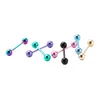 Set of 7 PCS 14G Stainless Steel Colorful Tongue Bar Rings Straight Barbell Body Piercing Jewelry