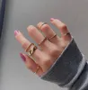 7in1 Punk joint Ring Set Geometric Twist Minimalist Jewelry Metal circular golden rings for women Street dance Accessories