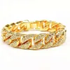 Цепи рэппер хип -хоп ICED OUT PAVED ATRESTONE 15 мм Miami Curb Cuban Link Chain Gold Sliver Ожерелья для мужчин Женщины ювелирные изделия C2022