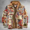 男性レトロなビンテージスプリングの冬の長袖チェック柄のシャツのジャケットのチェックコートオーバーコートフード付きポケット210909