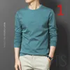 Men's autumn and winter middle-aged elderly warmth plus velvet thick long-sleeved t-shirt 210420