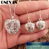 Women Silver Hollow Heart Jewelry Sets Fashion Earrings Necklace Kit Elegant Charm Retro Exquisite Heart Shape Pendant Jewellery Factory price expert design