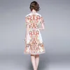 Women Summer Designer Elegant Print Shirt Dress Sexy Slim Cocktail Party Robe Female Vintage Lapel A-Line Dresses Vestidos 210525