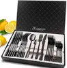 24PCS Cutlery Set Dinner Set Tableware 18/10 Stainless Steel Gold Silver Rainbow Black Dropshiping US PL ES BE RU IL 211108