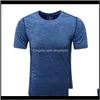 T-shirts Tees S Vêtements Vêtements Drop Delivery 2021 T-shirt à manches courtes pour hommes Slim Solid Color Sports Running Fitness Séchage rapide Round N