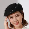 Caps Hats Wedding Woman Hat Fascinators Pillbox 100% Wool Felt Baskar Tail Cloche Cap Banquet Fedoras2576163