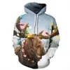 Mens Graphic Hoodies avec Cats Elk Pattern 2021 Noël Rouge Vêtements À Capuche Casual Couple Unisexe Sweats En Gros