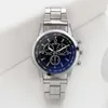 relógio de pulseira de aço de vidro azul claro masculino quente fábrica de presente de quartzo masculino atacado
