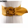 Cinturones anchos de cuero a la moda para mujer, para vestidos, blusa, hebilla, diseño de tendencia occidental, negro, amarillo, rojo, Camel, cinturón largo 211012