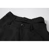 Siyah Tasarım Suit Pantolon Kadın Çift Yüksek Bel Bahar Ofis Bayan Uzun Pantolon Katı Gevşek Geniş Bacak Kadın 210515