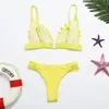 Bikini a rete Set Ragazze Sexy Costumi da bagno brasiliani Costume da bagno donna Costume da bagno Fiore ricamato Nuoto per 210520