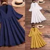 ZANZEA Summer Bohemian Lace Dress 2021 Women's V Neck Flare Sleeve Sundress Female Hollow Patchwork Robe Femme Tunic Vestidos X0521