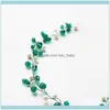 Jewelrygreen Color Crystal Vine Women Headbands Pearl Handmade Wedding Hair Jewelry Aessories Long Bridal Head Decoration Tiara Drop Deliver