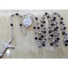 4mm Vierge Marie St Benoît Prières Catholiques En Acier Inoxydable Femmes Religieux Long Chapelet Collier Croix Pendentif Bijoux Cadeaux Chai314t