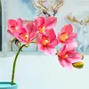 Decorative Flowers & Wreaths High-end Artificial Flower 3d Print Butterfly Orchid Green Plastic Fake Cymbidium Home Decoration