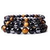 6 8 10mm Tiger Eye Stone Heldere Zwarte Kralen Armband Dames Mannen Yoga Hand String Sieraden Vriendschap Gift