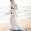 女性マタニティ妊娠中の写真の小道具フリル長袖ウエディングドレスドレスマタニティドレス夏の服女性のための X0902