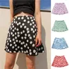 Women summer mini skirts high waist satin floral printed short skirt American sexy pink pencil above knee BSQ096 210621