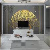 Lyxigt Golden Tree Wallcovering Wallpaper Living Room Bedroom Romantic Landscape Home Decor Painting Mural Wallpapers