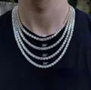 Corrente de tênis gelada pedras de zircônia real prata fileira única homens mulheres 3mm 4mm 5mm colar de diamantes joias presente para festa temática 5655794