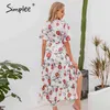 Sexy V-Ausschnitt Frauen Blumen langes Kleid Elegante Rüschenärmel weibliche Sommerkleider Urlaub Strand Damen Maxi Sommerkleid 210414