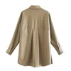 BBWM Women Fashion Faux Leather Pockets Oversized Jacket Vintage Long Sleeve Side Vents Coat Female Chic Tops 210520
