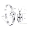 Bracelets à charme Titanium Puzzle Couple de coeur Colaire Bracelet Collier Lover Bijoux Set2612