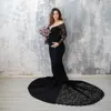 Sexy Lace Maternity Dresses For Baby Showers Photo Shoot Long Sleeve Gown Dresses Elegence Pregnant Dress Women Photography Prop Y0924