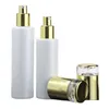 30g 50g Glass Cream Jars Pearl White Refillable Bottle Acrylic Gold Cover 120ml 100ml 60 ml 20 ml Lotion Spray Pump Cosmetic Toner Essential Oljesflaskor