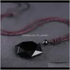 & Pendants Drop Delivery 2021 Hexagon Obsidian Blue Goldstone Pendant Necklace For Women Girls Six-Pointed Star Rope Braided Chain Necklaces