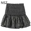 NSZ Women Print Vintage Tiered Ruffles Mini Skirt Elastisk Hög midja Söt kjol Jupe Femme Falda 210724