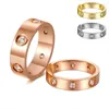 Trendy Edelstahl Rose Gold Farbe Liebesring Für Frauen Männer Paar CZ Kristall Ringe Luxusmarke Schmuck Hochzeit Geschenk