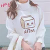 Women's Sweaters Preppy Cashmere Women Pullover Winter High Collar Milk Boxes Print Cute Sweater Female Turtleneck Loose Kawaii Knitting Jum