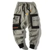 Hip Hop hommes multi-poches taille élastique conception sarouel rue Punk pantalon décontracté joggeurs mâle Cargo pantalon ABZ51 210715