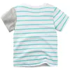 Jumping Meters Animals Applique Summer Stripe Boys Girls T shirts Cotton Cute Baby Clothes Selling Costume Kids Tees Tops 210529