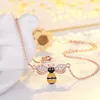 Schattige zirkoon bee ketting armband vrouwen meisje insect bijen armbanden voor gift feest mode-sieraden zilver rose goud