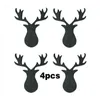 Noel Süslemeleri 4 adet / takım Çatal Çanta Malzemeleri Siyah Elk Kafa Set Çatal Bıçak Ev Dekor Için Sevimli Şekil