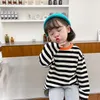 Autumn baby girls long sleeve loose striped sweatshirts Kids cotton 3 colors all-match Tops 210508