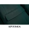 Kpytomoaの女性のファッションオフィスの着用シングルボタンブレザーコートビンテージ長袖背中ベント女性の上着シックなベス211006