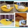 Houses Kennels Aessories Dog Supplies Home Gardenana Shaped Cat Bed House Warm Cozy Puppy Cushion Kennel Portable Soft Pet Sofa Cute Sleepin