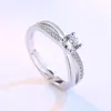 Cluster Rings 925 Sterling Silver Wedding Ring For Women Cross Zirconia Luxury Opening Anel De Prata Valentine's Day Present S-R131