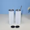 20oz Sublimation straight Skinny Tumblers metal straw and rubber bottoms Stainless Steel Cups Vacuum Insulated Car Coffee Mug Wate7977396